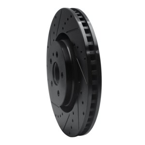 Ford Edge Brake Rotor (1) - Front Left - R1 Concepts - Drilled & Slotted - Black - `15-`21